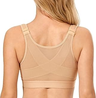 DELIMIRA Women's Front Closure Posture Wireless Back Support Full Coverage Bra