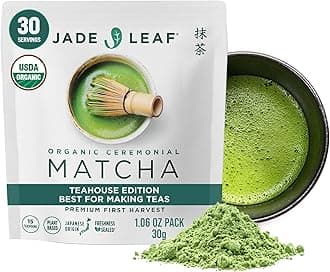 Jade Leaf Matcha Organic Ceremonial Grade Matcha Green Tea Powder - 100% Pure Japanese First Harvest Green Tea for Ceremonies, Usucha, Lattes 30g / 1.06 Oz Pouch (Pack of 1)