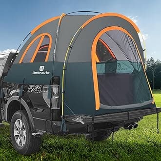 Truck Bed Tent 6.4' ~ 6.7' Easy Set Up Umburato Pickup Truck Tents for Camping, Waterproof PU3000mm Canopy for Truck Camper, Portable, Spacious for 2 Person Green