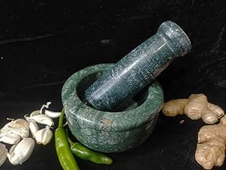 Marble Mortar And Pestle Set, Kharad, Masher Spice Mixer/Okhli And Musle/Kharal For Kitchen 4 Inches,Green Colour
