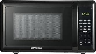 Emerson MW7302B Compact Countertop Microwave Oven with Touch Control, LED Display, 700W, 10 Power Levels, 6 Auto Menus, Glass Turntable and Child Safe Lock, 0.7 Cu., Ft. Black