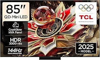 – 85Q7C Television 85 Inch Smart TV 4K QD-Mini LED Colorful Quantum Crystal HDR 3000nits Gaming Google TV, 144Hz Native Refresh Rate, Audio by Bang & Olufsen, Dolby Atmos, Game Master (2025 Model)