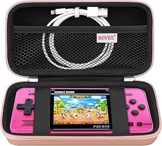 BOVKE Carrying Case for WELLST·G Handheld Game for Kids -Preloaded 220 Retro Video Games, Mini Arcade Electronic Toy Gifts for Boys Girls Portable Holder, Extra Mesh Pocket for SD Card, Rosegold