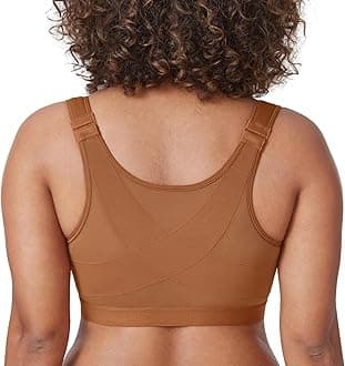 DELIMIRA Women's Full Coverage Front Closure Wire Free Back Support Posture Bra