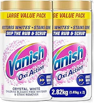 Vanish Gold Oxi Action Stain Remover and Whitening Booster Powder For Whites 1.41 kg, Removes Tough Stains Even at 20°C, Restores Whiteness of Greyed Fabrics (Packaging May Vary) (Pack of 2)