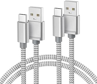 Basesailor for iPhone 17 16 Pro Max Charger Cord,USB to USB C Cable,Type C Charging Power Cord for Apple 17e 15 iPad 10 Air 4 5,Samsung Galaxy S26 S25 S24 S23,Silver,2Pack 3.3FT(1M)