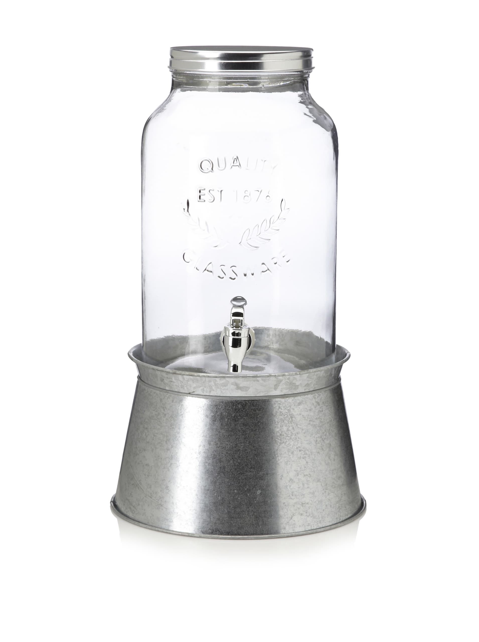 Home Essentials & Beyond 1.5 gallon Beverage Dispenser with Galvanized Base, Clear