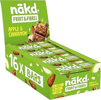 – Nakd Apple & Cinnamon Fruit & Fibre Bar - Vegan - Gluten Free - Healthy Snack, 44g (Pack of 16 bars)