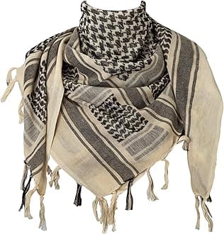 Military Shemagh Tactical Desert Scarf, 100% Cotton Keffiyeh Neck Head Scarf Wrap for Men Women