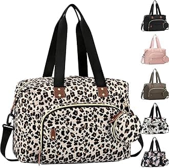 Diaper Bag Tote with Pacifier Case, Baby Bag for Women with Shoulder Straps, Travel Diaper Tote for for Mom and Dad Leopard Print