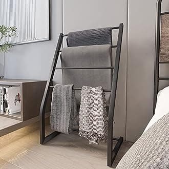 Towel Racks for Bathroom, 4 Tier Free Standing Bathroom Towel Rack, Black Metal Towel Holder Stand for Blanket Rack, Bathroom Poolside Beach, Next to Tub or Shower