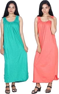 Rylie Women's Cotton Fabric Long Nighty Slip/Chemise - Full Length Camisole for Women - Plus Size Nighty - Kurti Slip