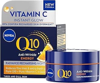 NIVEA Q10 Anti-Wrinkle Energy Radiance Boost Night Cream, Rich Night Cream with Vitamin C, 50ml, Packaging may vary