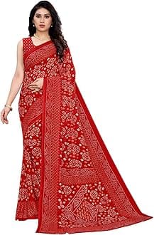 Women's Georgette Bandhani Printed Saree with Blouse
