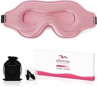 Sleep Eye Mask for Men Women, Sleeping Mask for Side Sleeper, Travel Blackout Night Blindfold Eye Shade Cover with Adjustable Strap (Pink-3D)
