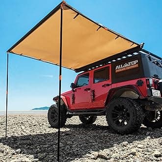 ALL-TOP Vehicle Awning 4.6'x8.2' Rooftop Pull-Out Retractable 4x4 Weather-Proof UV50+ Side Awning for Jeep/SUV/Truck/Van