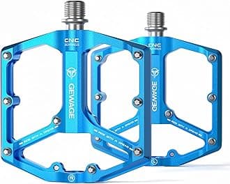 GEWAGE Road/Mountain Bike Pedals - 3 Layers Bike Pedals - 9/16" CNC Machined Flat Pedals with Removable Non-slip Spikes