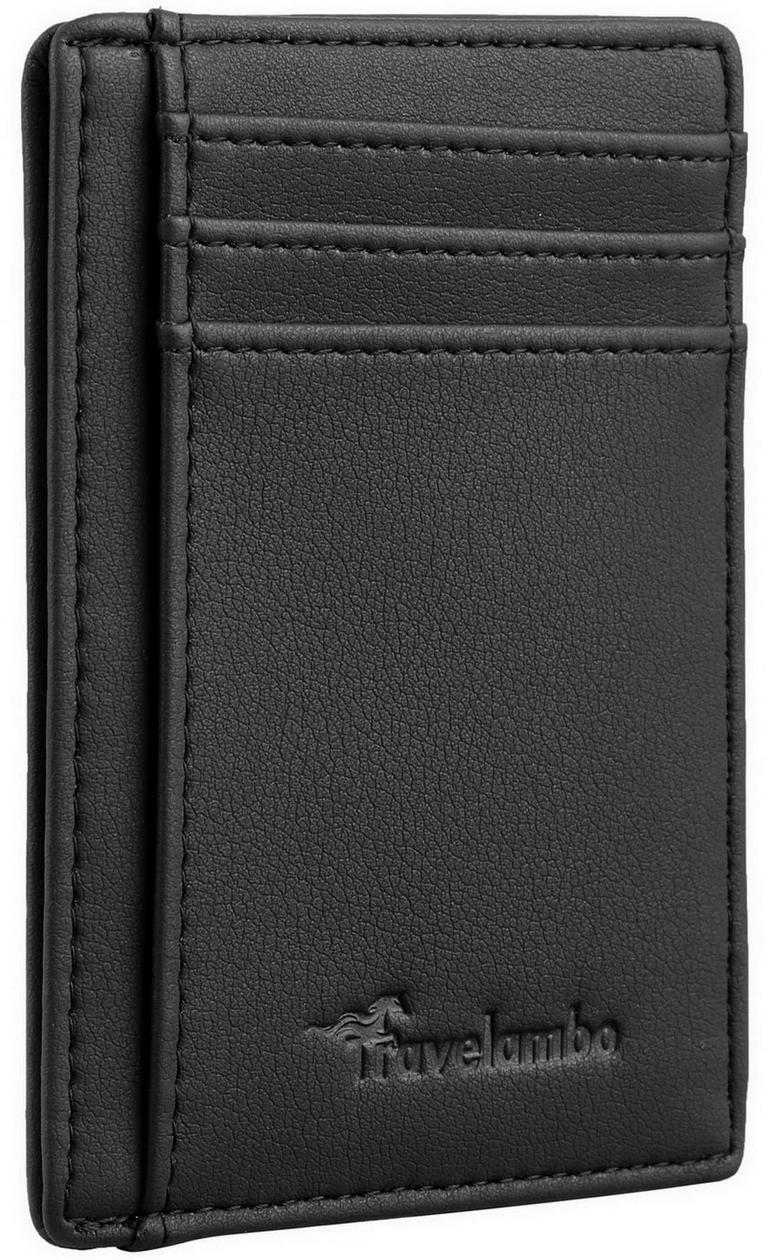 Front Pocket Minimalist Leather Slim Wallet RFID Blocking Medium Size