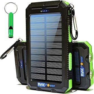 SolarCharger Power Bank 20000mAh, Portable Solar Pone Charger with Compass,Carabiner, Whistle,Flashlights,Solar Panel Charger,Camping Gear Accessory (Green)