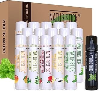 Naturistick 16-Pack Lip Balm Gift Set . Assorted Flavors. 100% Natural Ingredients. Best Beeswax Chapsticks for Dry, Chapped Lips. Made in USA for Men, Women and Children