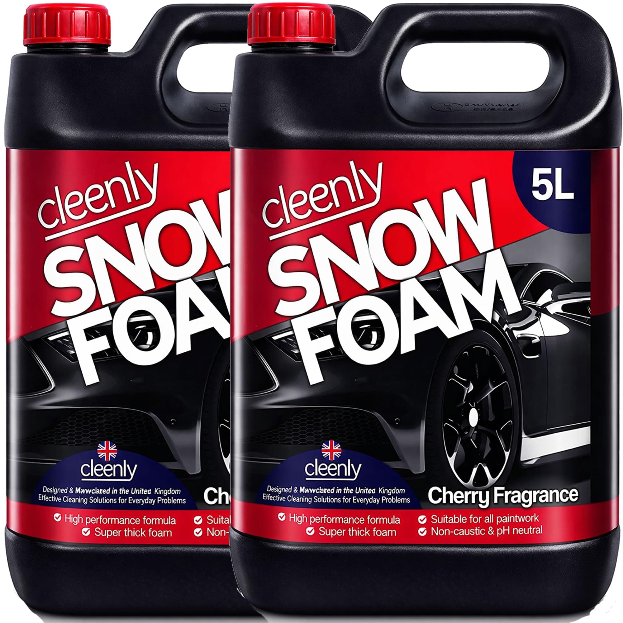 Cherry Snow Foam - High Performance Formula with Super Thick Foam - Non Caustic & pH Neutral Car Cleaning Pre Wash Shampoo - 2 x 5 Litres