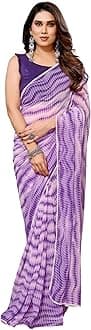 MOHIT CREATIONS Women's Party Wear Georgette Printed Border Ready To Wear Saree With Unstiched Blouse Piece
