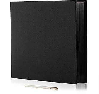 Large Photo Album Self Adhesive 4x6 8x10 10x12 13"x12.6" Scrapbook Album 12.6"x11" Inch 60 Black Sticky Pages Linen Cover Magnetic Photo Album with A Metallic Pen and DIY Stickers(Black)