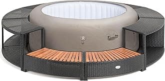 Lay-Z-Spa Rattan Hot Tub Surround, Weatherproof Rattan with Built In Storage, Wood Steps & Pump Access, Fits Hot Tubs Up to 180cm, Durable Spa Enclosure, Outdoor Furniture for Gardens & Patios