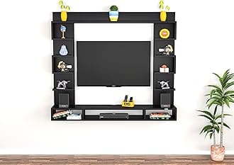 DAS Heller MINI Wall Mount Engineered Wood TV Entertainment Unit/Tv Rack Set to Box Stand with Wall Shelves for Living Room Black Finish (Ideal for up to 32") Screen