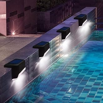 Solar Pool Side Lights, Light up Swimming Pool Accessories Night Lights, Outdoor LED Deck Lights for Stairs, Step, Fence, Yard, Patio, and Pathway Decor, Pack of 4, White