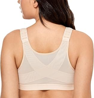 DELIMIRAWomen's Full Coverage Front Closure Wire Free Back Support Bra