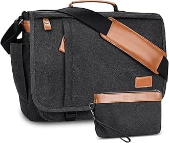 15.6-17.3 Inch Laptop Messenger Bag for Work School,Mens Water Resistant Canvas Crossbody Shoulder Bag