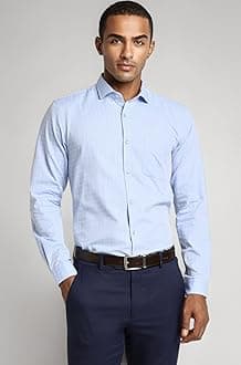 Peter England Men's Micro-Checkered Formal Slim Fit Full Sleeve Shirt | Cotton Rich