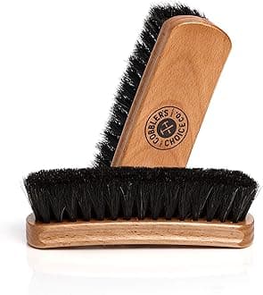 Premium Shoe Brush - Horsehair Shoe Brush - Concaved Handle for Premium Grip, Tan
