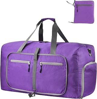 Dimayar Travel Duffle Bag for Men Women - Foldable Duffel Bag with Shoes Compartment - Overnight Bags Waterproof & Tear Resistant(115L,Purple)