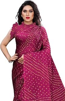 Women's Plain Weave Chiffon Geometric Printed Saree with Blouse Piece