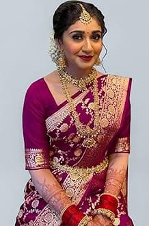 Women's Banarasi Saree Pure Kanjivaram Silk Saree Soft new ladies 2023 Design Wear Pattu Sarees Latest Cotton Party Sari collections With Blouse Piece for Wedding sadi (PARI 164 WINE)