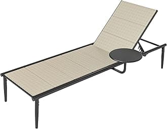 EAST OAK Outdoor Chaise Lounge, Aluminum Patio Lounge Chair with Side Table, Adjustable Lounge Chairs for Outside Reclining Chair 5 Positions for Patio, Beach, Yard, Pool, Lawn