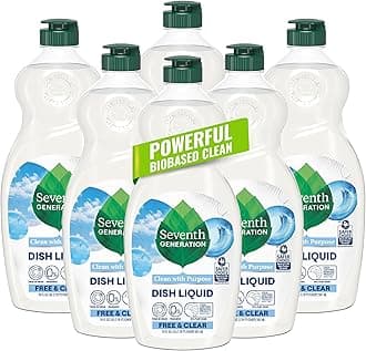 Dish Soap Liquid, Fragrance Free, 19 oz, Pack of 6