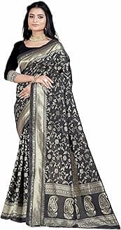 Sugathari Women's Banarasi Saree Pure Kanjivaram Silk Saree Soft new ladies 2023 Design Wear Pattu Sarees Latest Party Sari collections With Blouse Piece for Wedding sadi (SAN PARI-182 DARK GREEN)