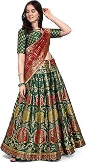Women's Jacquard Semi-Stitched Lehenga choli