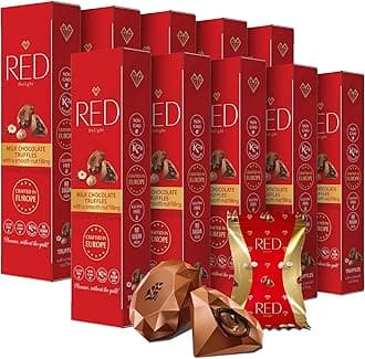 - Red Delight Milk Chocolate Diamond Truffles with Smooth Nut Filling - Pack of 10 (With 40 Chocolate Truffles) 15.50oz Creamy Treats - Kosher, No Added Sugar, Gluten-Free European-Style Chocolates