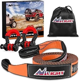 Nilight 3" x 30' Recovery Tow Strap Kit with 2Pcs 3/4" Anti-Theft D-Ring Shackles and Storage Bag Heavy Duty Off Road Emergency Tow Rope for Car Truck SUV ATV (MBS 31500LBS)