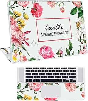Inkykart Floral D20 Top+Wrist Pad Vinyl Laptop Skin/Sticker/Cover for 13 to 13.3 Inches Laptops Laminated-Removable-HD Quality Compatible for Hp-Dell-Sony-Lenovo-Asus etc.(13x9.2 Inches)