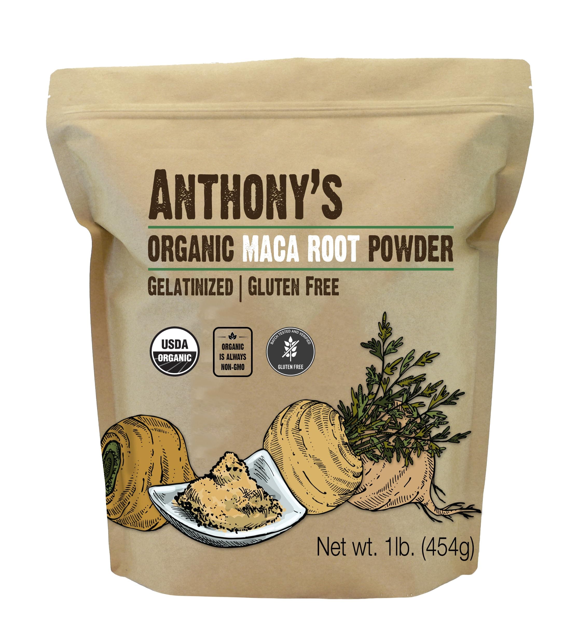 Organic Maca Root Powder, 1 lb, Gelatinized for Enhanced Bioavailability, Gluten Free, Non GMO