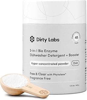 - Dirty Labs | Dishwasher Detergent and Booster | Scent Free | 48 Loads (1 lb) | Ultra Clean, Spot Free, Quick Wash Optimized | Hyper Concentrated