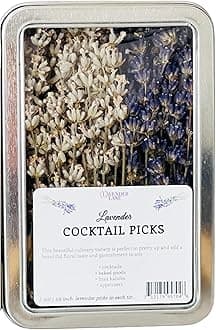 Organic Lavender Cocktail Picks - 50 Aromatic & Colorful Sprigs, For Cocktails, Garnishment, Lemonade, Mocktails, Dessert, Simple Syrup (Purple & White)