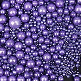 Purple Sprinkles for Cake Decorating, 130g/4.6oz Edible Purple Pearl Sprinkles Mix, Sugar Candy Pearls for Baking, Cookie Decorations and Cupcake Toppings, Wedding Party Halloween Supplies