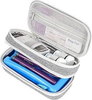 Insulin Cooler Travel Carrying Case, Portable Diabetes Cold Medication Organizer with Ice Brick, Upgraded Chill Pill Insulation Hard Bag for Insulin Pen Syringes Needle Kits Holder (Grey)