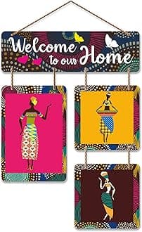 Artvibes Welcome To Our Home Decorative Wall Art MDF Wooden Hanging for Living Room | Bedroom | Home Decor | Office | Gift | Quotes Items House Decoration (WH_6505N)